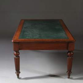 Victoriaanse partner schrijftafel ca  1870 met 6 laden mahonie groen ingelegd (No.941825)
