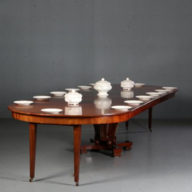 Antieke tafel / Hollandse coulissentafel in mahonie ca. 1820 voor 14 personen (No.611651)