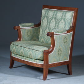Empire bankje + 2 zetels incl  bekleding naar wens massief mahonie ca 1810 (No.281425)