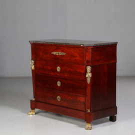 Antieke kast / Empire stijl commode ca.1875 met schrijflade en hardstenen blad (No.702543)