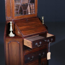 Antieke bureaus / Engelse hoekkast / hoeksecretaire / buro-bookcase ca. 1875 in mahonie (No.401743)
