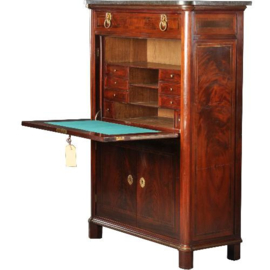 Antieke bureaus / kapitale klepsecretaire ca. 1845 bloemmahonie aan drie zijde (No.490149)