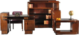 Antieke bureaus / Art Deco kamer 4-delig; bureau, boekenkast, salontafel, bureaustoel Jansen & Zn Amsterdam (No.960528)