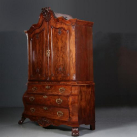 Antieke kast / Groot Hollands rococo kabinet ca. 1760 mahonie (No.652521)