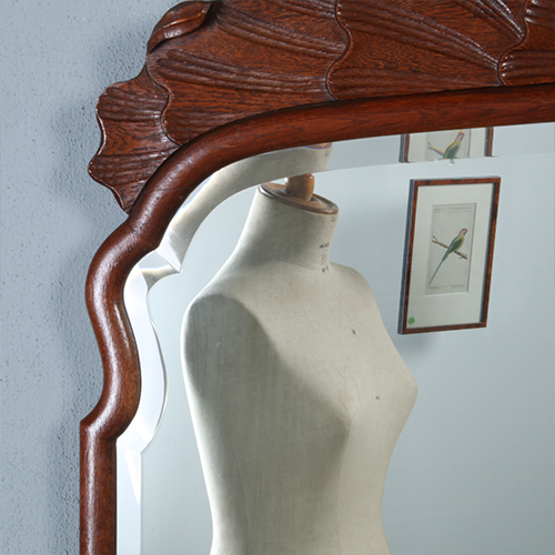 Grote brede Soester spiegel met facet en gestoken kroontje ca 1890 (No.290810) - 0.95 m Hoog.
