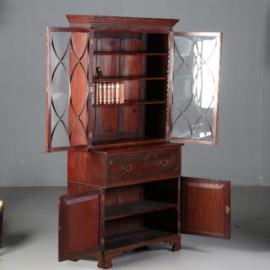 Antieke kast / mahonie boekenkast /servieskast met uitklapbaar werkblad ca. 1875 (No.581653)