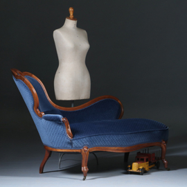 Elegante mahonie Willem III sofa met lavendelblauw velours (No.290805)#