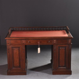 Antieke bureaus / Zeer hoog herenbureau met dubbel werkblad ca. 1880 Hollands (No.942855)