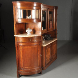 Antieke kast / UItbundig mahonie ca. 1880 buffet met kwartronde zijde (No.481846)