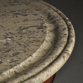 Antieke tafel / Ronde tafel met grijs geaderd marmer blad ca. 1820 Hollands (No.380963)