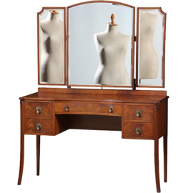 Engelse elegante Art Deco kaptafel met facet geslepen drieluik-spiegel ca 1920 (No.211910)