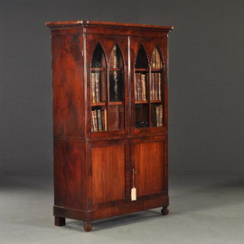 Antieke kast / Franse mahonie Louis Phillippe boekenkast / servieskast ca. 1840 (No.111957)