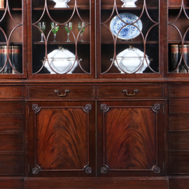 Grote break front Bibliotheekkast  met 6 deuren en 12 laden ca 1900 (No.422410)
