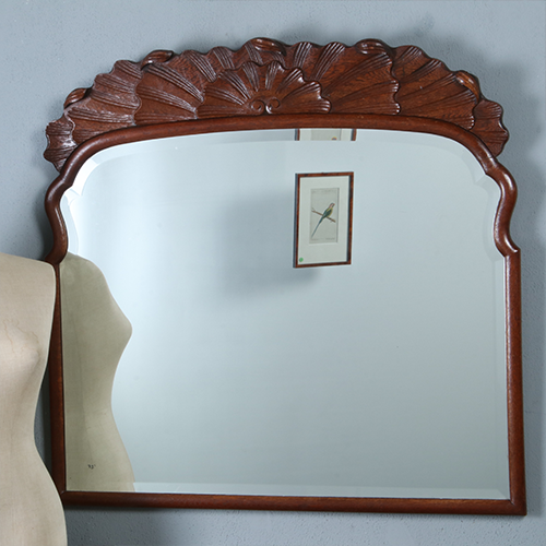 Grote brede Soester spiegel met facet en gestoken kroontje ca 1890 (No.290810) - 0.95 m Hoog.
