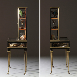 Pianovormige verzamelaars vitrine of display-cabinet in brons met zwart ca 1880 (No.950145)