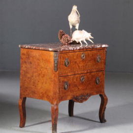 Antiek ladenkast / wortelnoten commode met marmer blad ca. 1910 (No.732517)