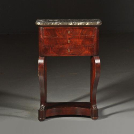 Antieke kast / Kleine trumeau of commode ca. 1825 met drie laden  en geaderd grijs marmer (No.511859)