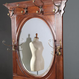 Antiek varia / Porte manteau staande kapstok met ovale spiegel ca 1890 (No.860451)