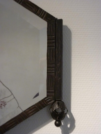Antieke spiegels / Art Deco spiegel  facet geslepen in frame van ijzer 1,02 m. X 0,64 m. (No.80149)