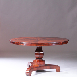 Grote ronde tafel tilttop bloemmahonie ca 1870 voor ruim 6 personen (No.991955)