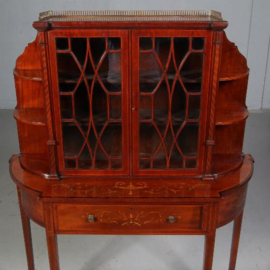 Antieke kast / Maple & Co Salonkast / vitrinekast ca. 1870 mahonie met inleg (No.771751)