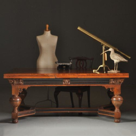 Antieke tafel / Eetkamertafel / Rentmeesterstafel verbluffend fraaie 3.5 m lange palissander trektafel ca. 1700 met veel ebben (No.521362)