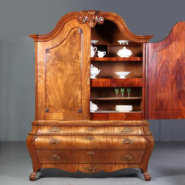 Antieke kast / Reusachtig Hollands Louis Seize kabinet ca.1770 in blond bloemmahonie (No.670421)