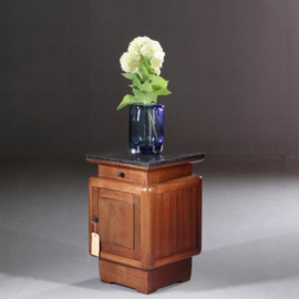 Antieke kast / Frans Art deco nachtkastje met lade en deurtje ca. 1920 bloemmahonie (No.155272)
