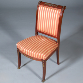 Stel van 6 Mahonie stoelen Empire door Pander ca 1890 incl stof naar wens  (No.440545)