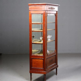 Antieke kast / Mahonie vitrine Napoleon III ca. 1860 met spiegelachterwand (No.721321)