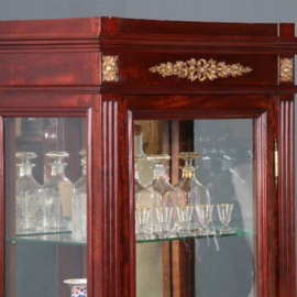 Antieke kast / Hollandse mahonie Empire stijl vitrine ca. 1880 met brons beslag  (no.662716)