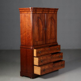 Antieke kast / Zeer klein Hollands kabinet biedermeier ca. 1820 in mahonie (No.770345)