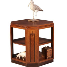Antieke tafel / Amsterdamse school salontafel leestafel ca. 1920 in eiken met noten (No.723043)