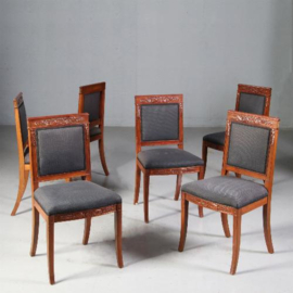 Antieke stoelen / stel van 6 Louis Philipe stoelen ca. 1835 mahonie incl stoffering naar wens   (No.812125)