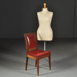 Antieke stoelen / 6 Empire stoelen ca. 1820 met fraai oud rood leer ca. 1825 (No.470755)