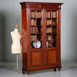 Strakke hoge boekenkast in mahonie planken verstelbaar  ca. 1885 (No.452445)
