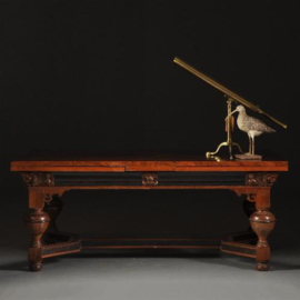 Antieke tafel / Eetkamertafel / Rentmeesterstafel verbluffend fraaie 3.5 m lange palissander trektafel ca. 1700 met veel ebben (No.521362)