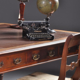 Antieke bureaus / Grote partner schrijftafel ca. 1875  met 6 laden en bruin ingelegd schrijfblad (No.931905)