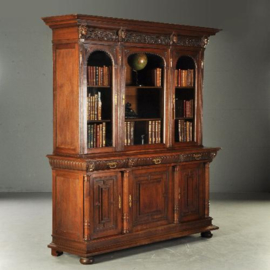 Antieke kast / Holland neo-Renaiccense boekenkast, door Pander met Beethoven, Schiller, Wagner en Goethe. (No.160331)