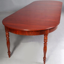 Antieke tafels / Franse mahonie coulissentafel voor 14 personen op 8 gedraaide poten ca. 1865  (No.693144)