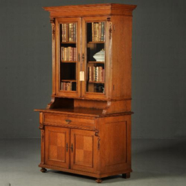 Antieke kast / Strakke eikenhouten boekenkast / servieskast ca. 1885  (No.101451)