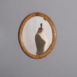Antieke spiegels / Ovale facet geslepen Paris mirror in goudkleurig wortel ca 1920 (No.851095)