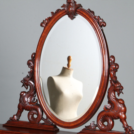 Rijk uitgevoerde Victoriaanse breakfront kaptafel of dresser met kantelspiegel en 10 laden (No.461550)