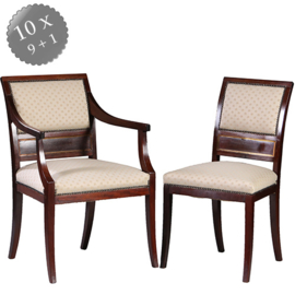 Stel van 10 directoire stoelen in hiërarchische maten incl nieuwe bekleding naar wens  (No.211745)