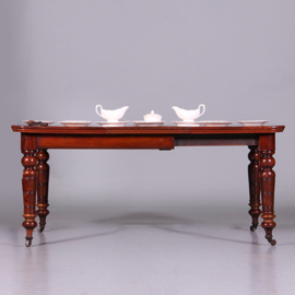 Wind-out eetkamertafel in mahonie met originele slinger en inlegblad ca 1875 (No.452435)