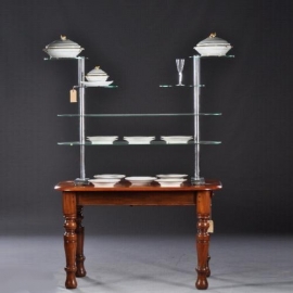 Antiek Varia / Art Deco toonbank etagere in glas voor verzameling of ontbijtbuffet ca. 1920 (No.800924)