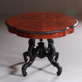 Antieke tafel / Tot bijna 4 meter lange Coulissetafel Willem III ca. 1870 met 6 oude inlegbladen (No.722121)