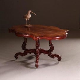 Antieke tafel / Grote Hollandse Spinpoottafel ca. 1860 massiefmahonie geschulpte rand. (No.541961)