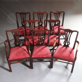 Stel van 8 solide massiefmahonie eetkamerstoelen ca. 1875, 2 met armleuningen (No.550747)