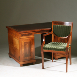 Oesterfineer ingelegd bureau met bureau stoel in bekleding naar wens (No.320435)#